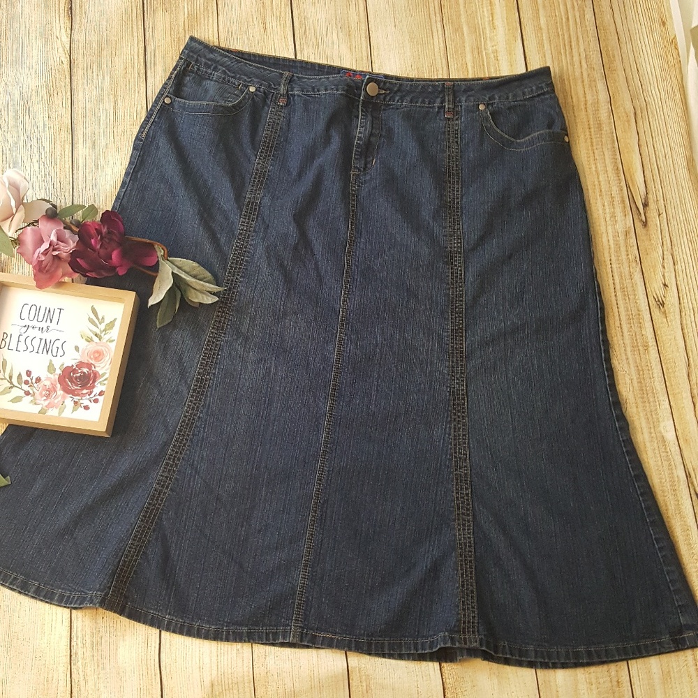 SWAK Jeans Denim Jean Skirt Long Modest Size 24W